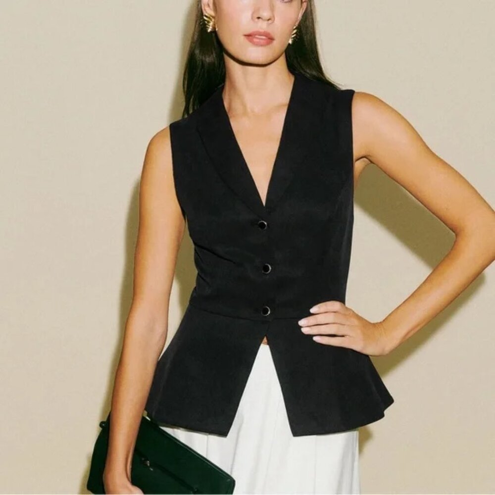 NEW Reformation Oakley Peplum Vest In Black Size 4 #1900